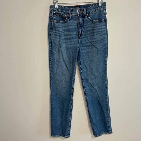 J. Crew High Rise Essential Straight Blue Denim Jeans Women’s Size 27” - Picture 3 of 7
